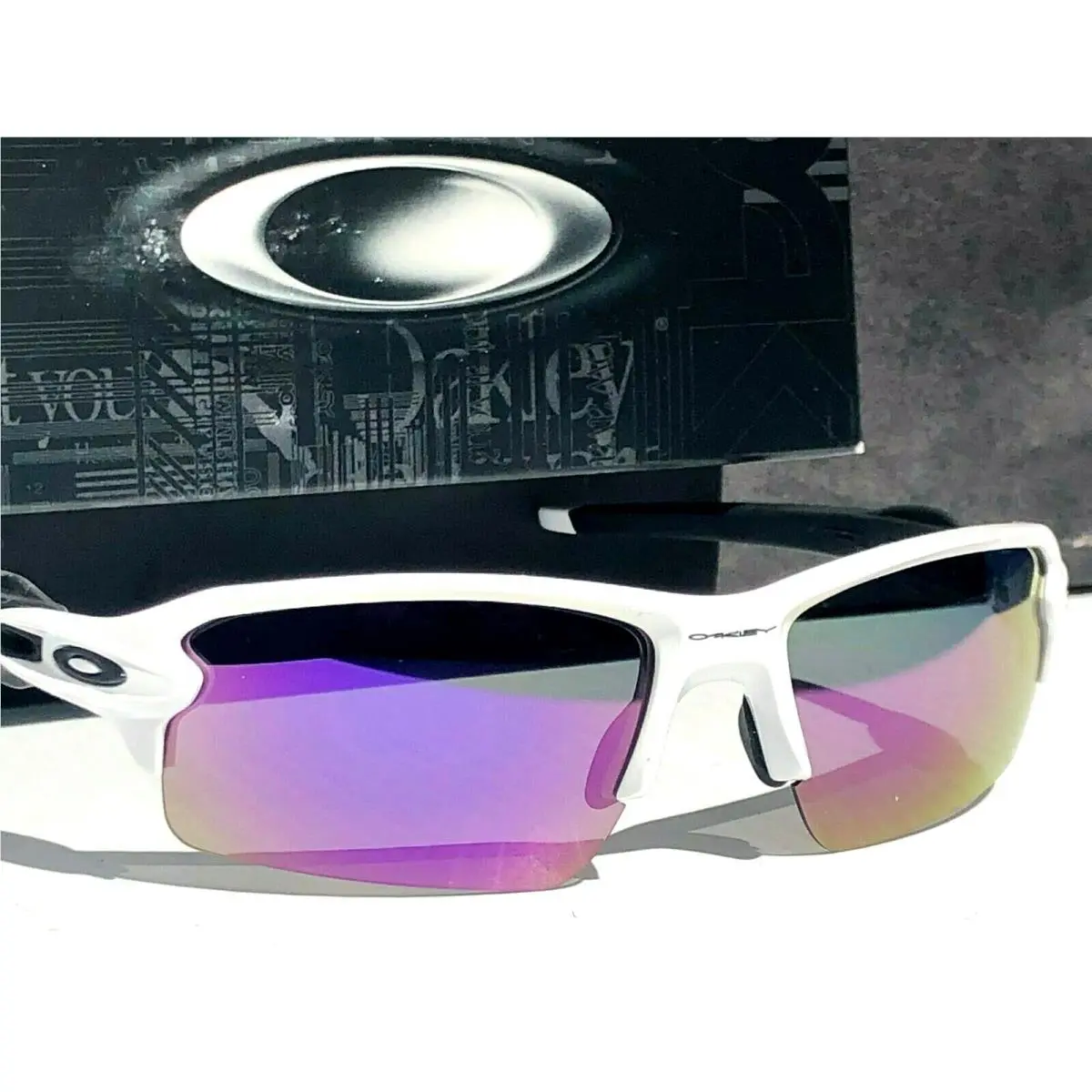 Oakley Flak 2.0 White w Polarized Galaxy Violet Sunglass 9188