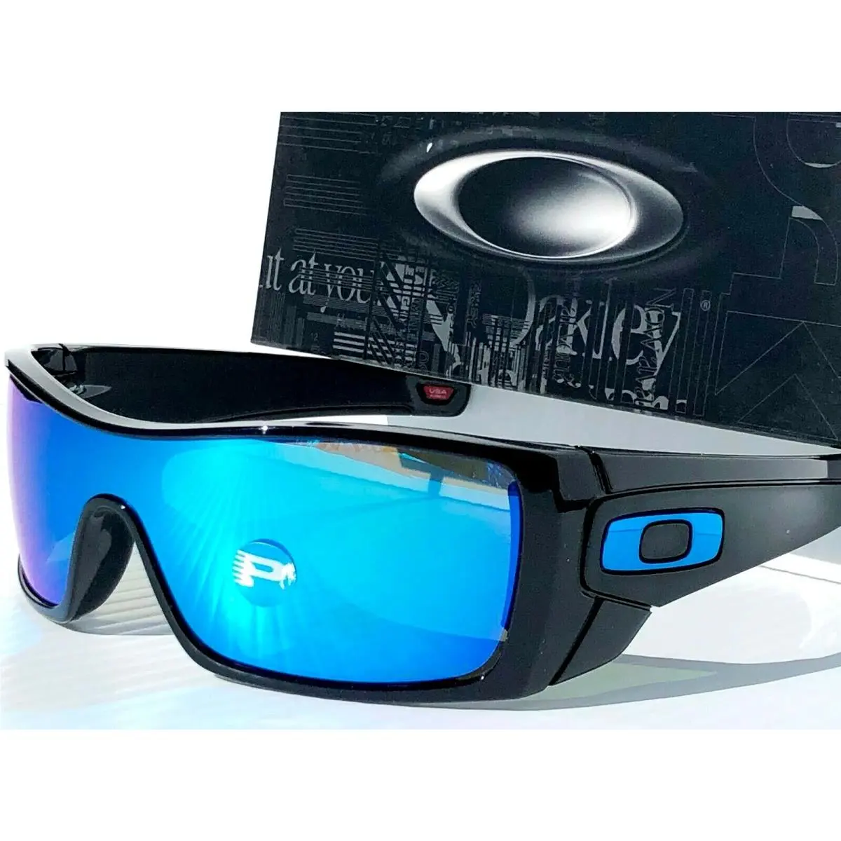 Oakley Batwolf Black and Blue Polarized Galaxy Sapphire Blue Sunglass 9101