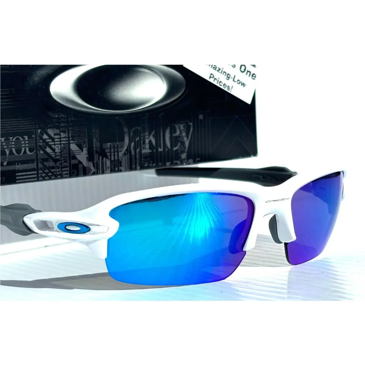 Flak 2.0 S Small White Prizm Sapphire Blue Lens Sunglass 9511-02 by Oakley