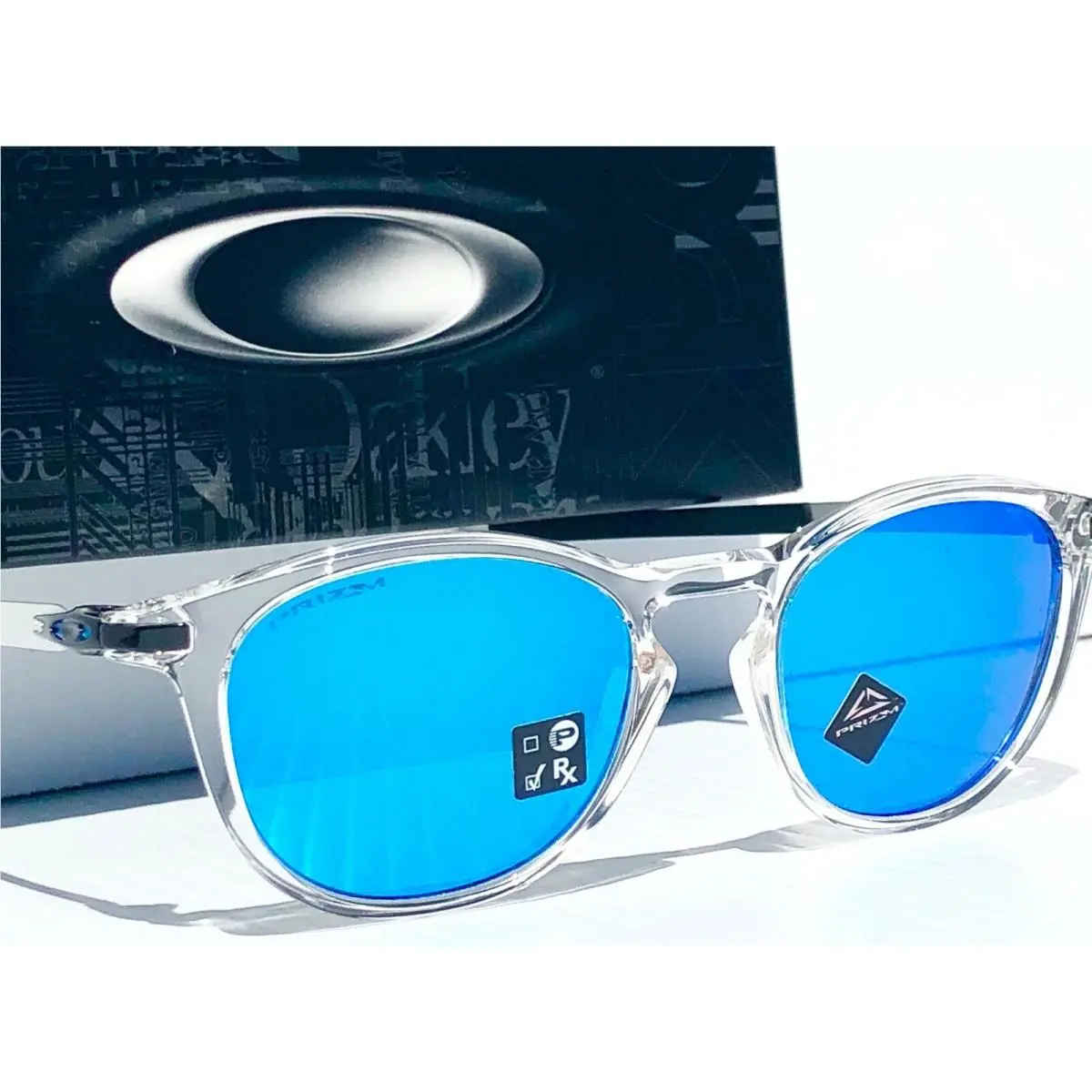 Oakley Pitchman R Clear Crystal Prizm Sapphire Blue Lens Sunglass 9439-04