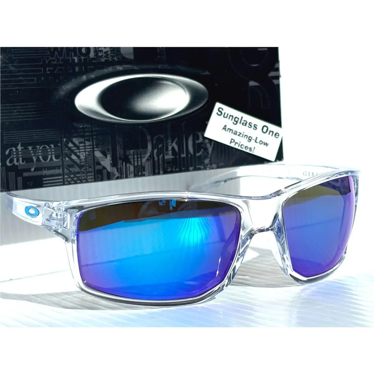 Oakley Gibston XL Crystal Clear Prizm Polarized Sapphire Sunglass 9470-05