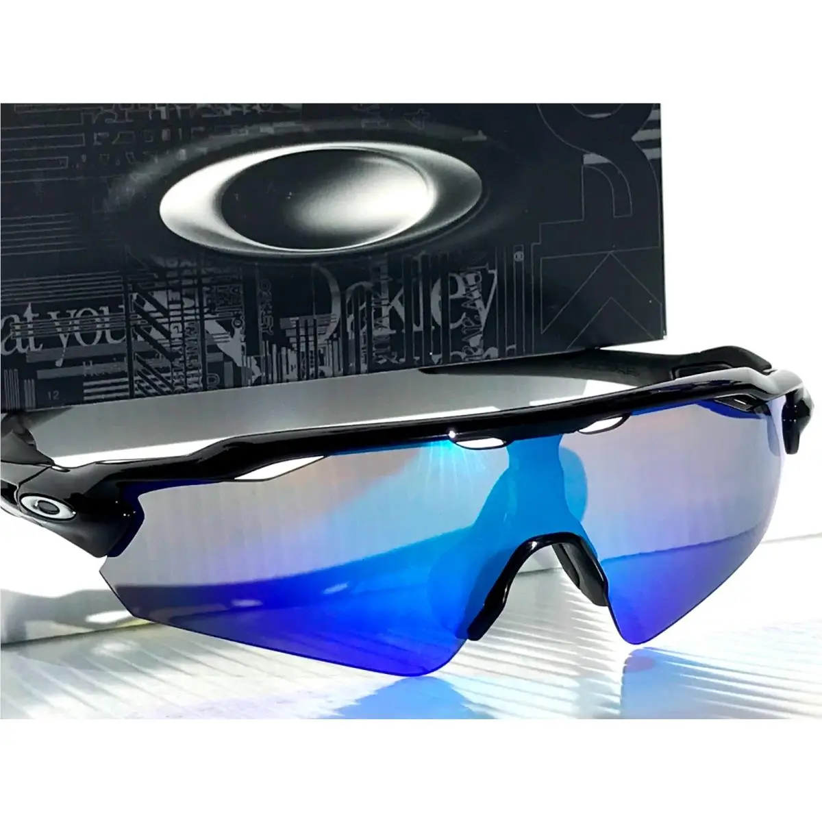 Oakley Radar EV Path Shiny Black Polarized Galaxy Blue Lens Sunglass 9208