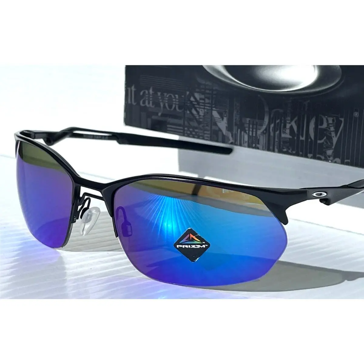 Oakley Wire Tap 2.0 Satin Black Alloy Prizm Sapphire Lens Sunglass 4145-04