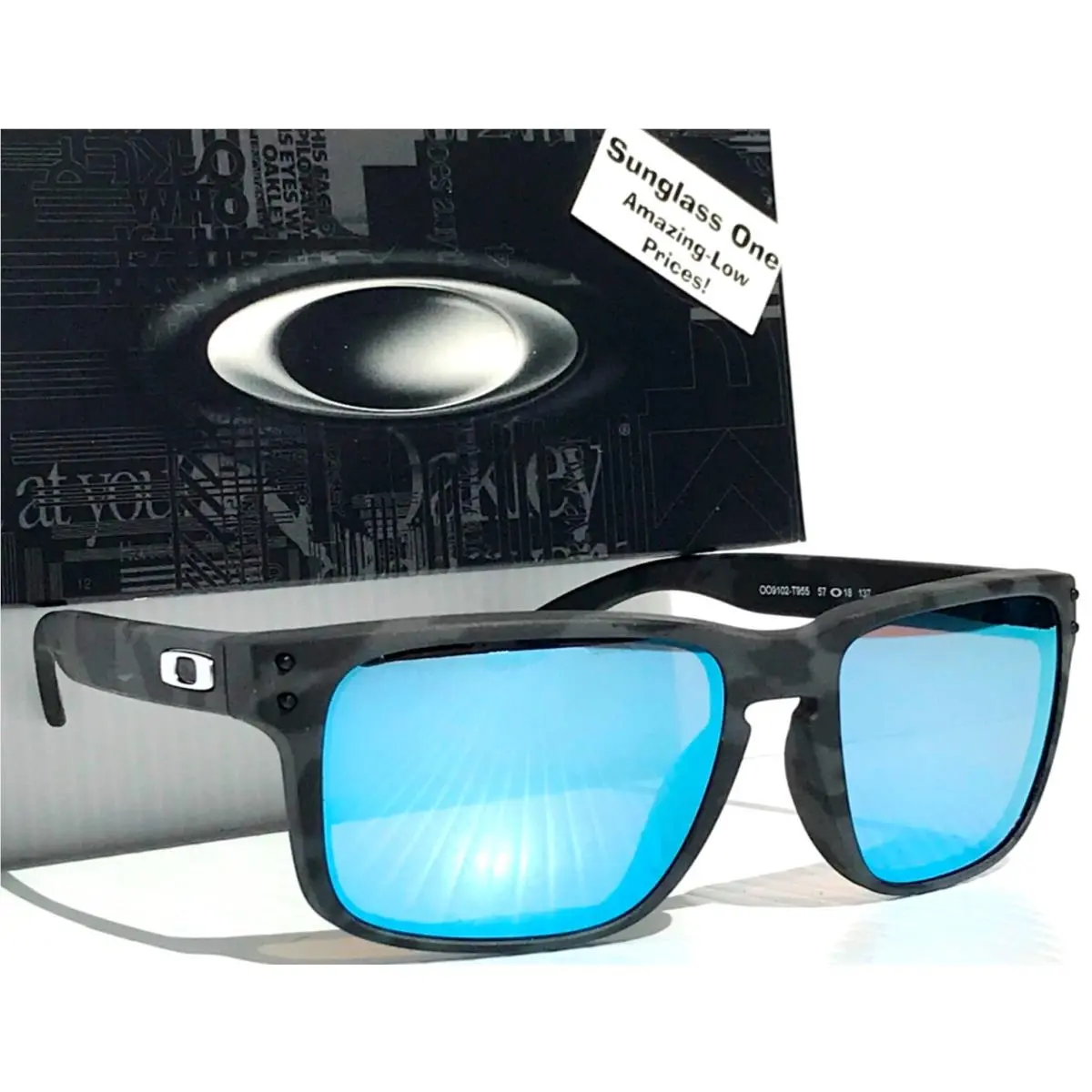 Oakley Holbrook Matte Black Camo Polarized Prizm Deep Water Sunglass 9102-T9