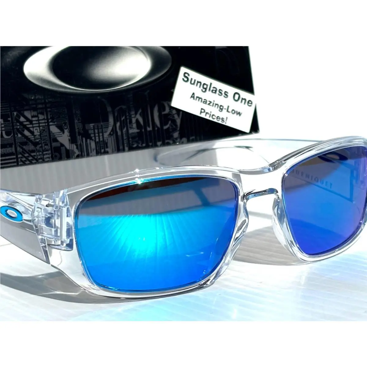 Oakley Tourniquet Shiny Clear Prizm Sapphire Blue Lens Sunglass 9521-04