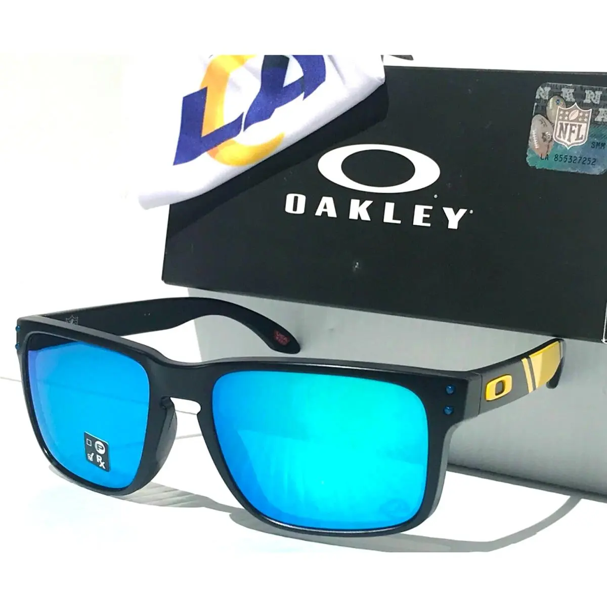 Nfl  Holbrook LA Rams Matte Black Prizm Sapphire Sunglass 9102-R9 by Oakley