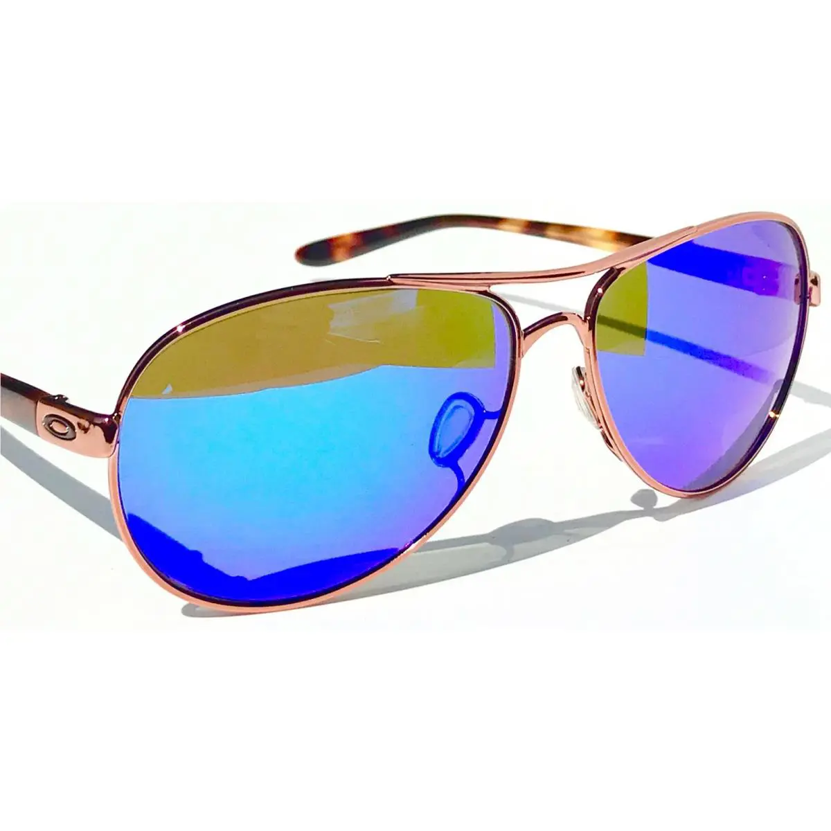 Feedback Rose Gold Polarized Galaxy Blue 59 Aviator Women`s Sunglass 4079 by Oakley