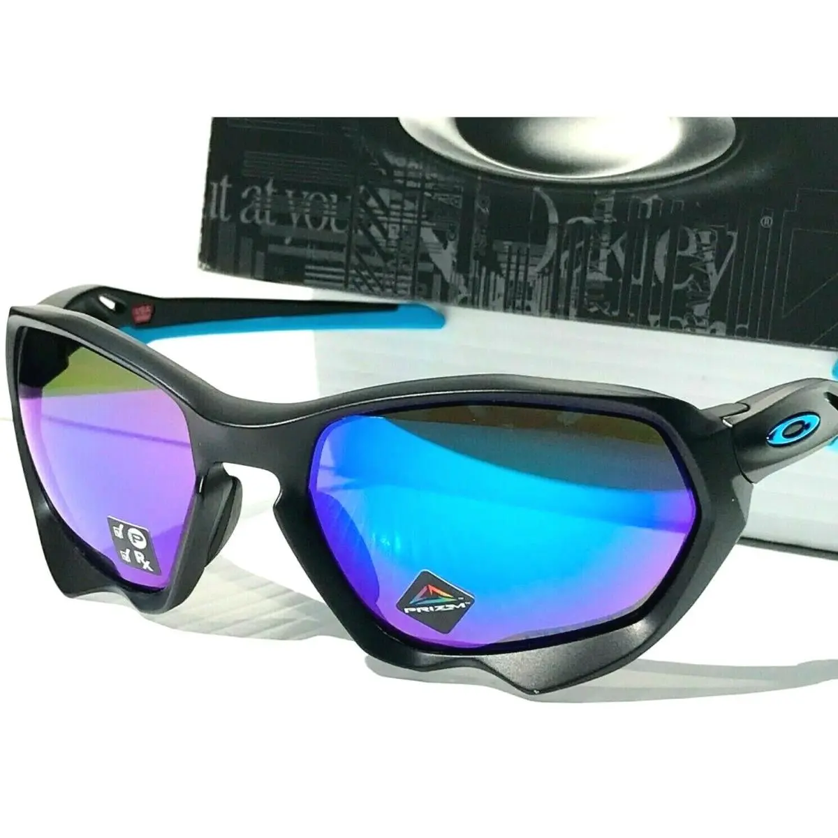 Oakley Plazma Matte Black Prizm Polarized Sapphire Blue Sunglass 9019-08