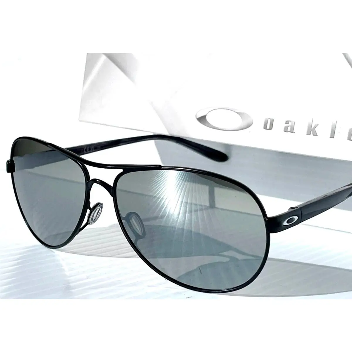 Feedback Satin Black 59mm Polarized Galaxy Chrome Lens Sunglass 4079 by Oakley