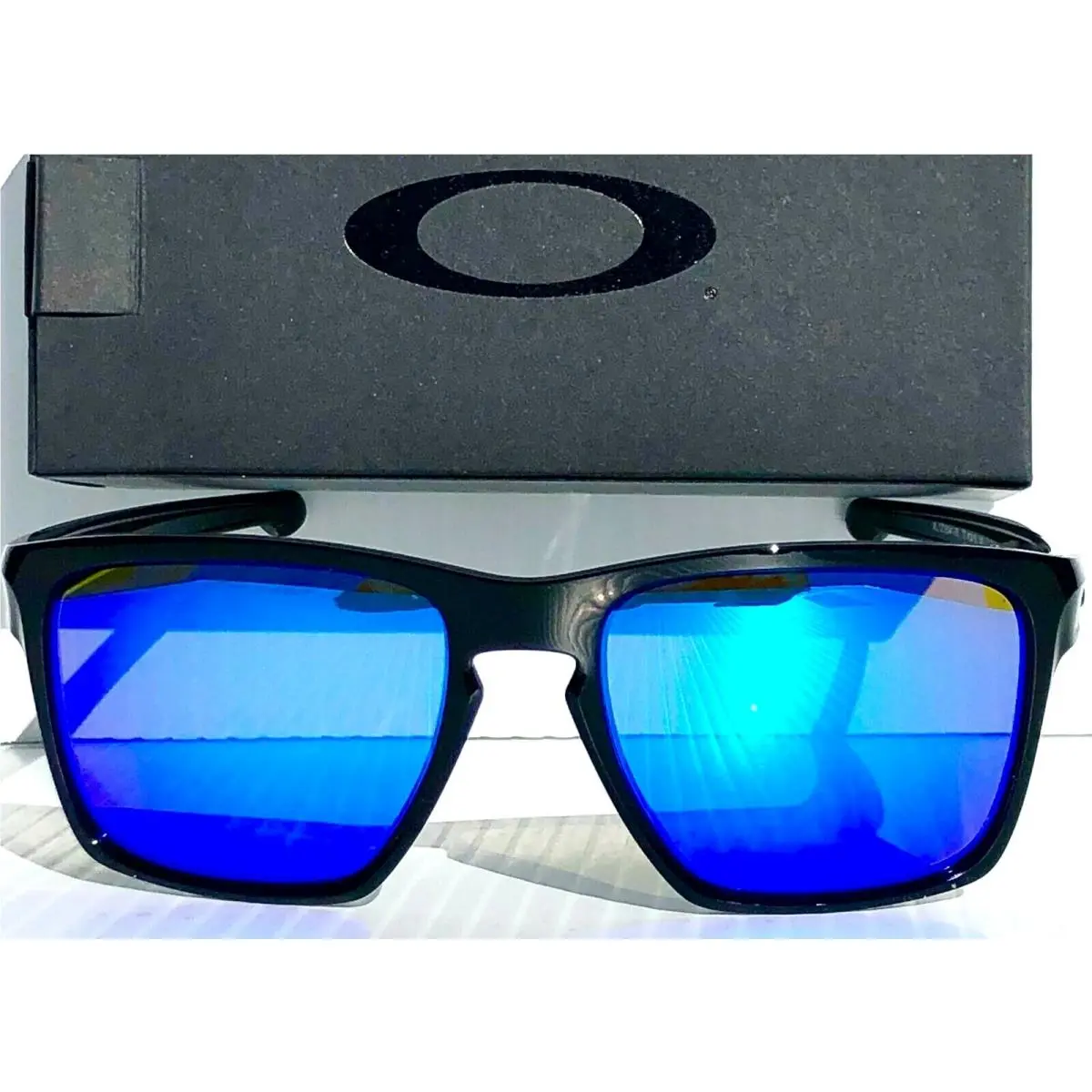 Oakley Sliver XL Shiny Black Polarized Galaxy Blue 2 Lens Set Sunglass 9341-05