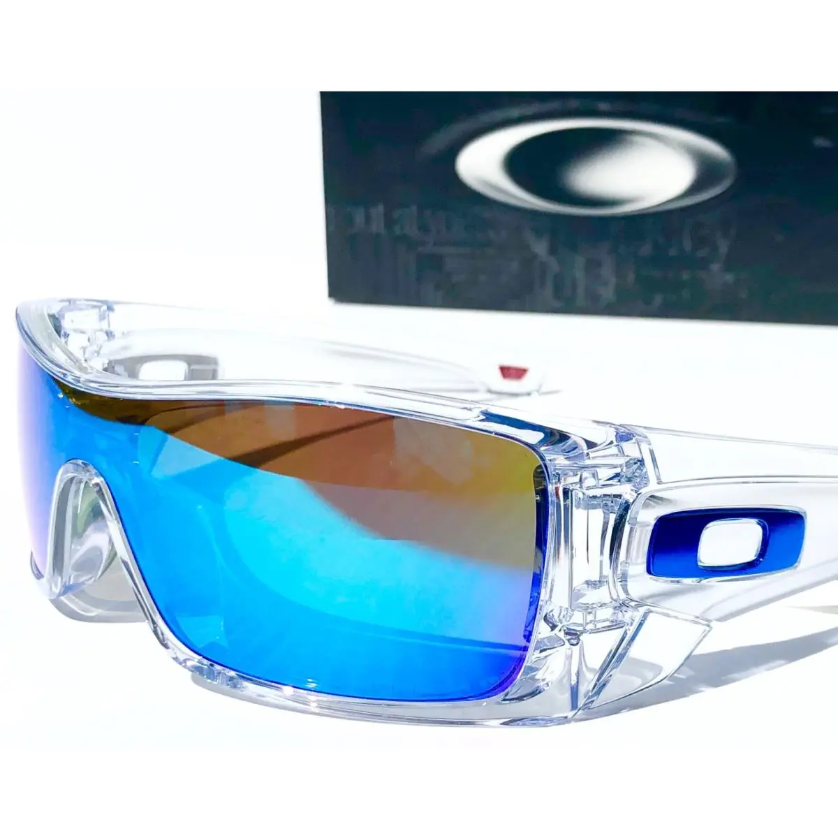 Oakley Batwolf Shiny Clear Polarized Galaxy Blue Mirror Lens Sunglass 9101