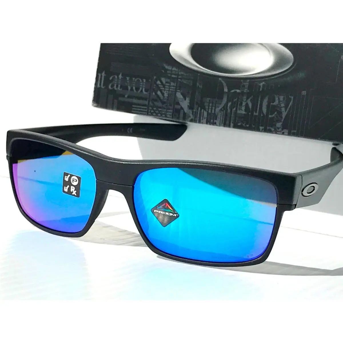 Oakley Two Face Black Matte Polarized Sapphire Prizm Sunglass 9189-46