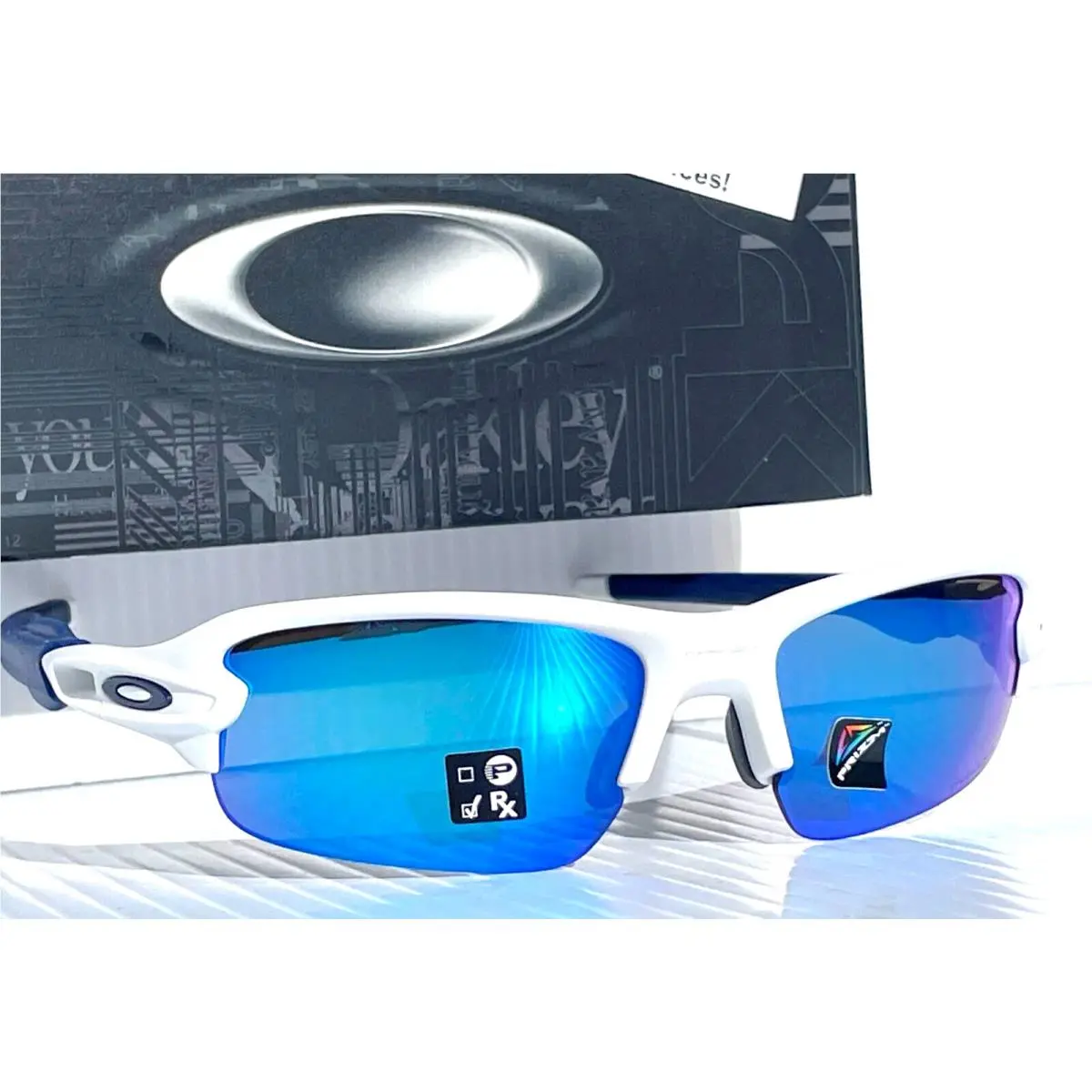 Oakley Flak Xxs Youth Matte White Prizm Sapphire Blue Lens Sunglass OJ9008-07