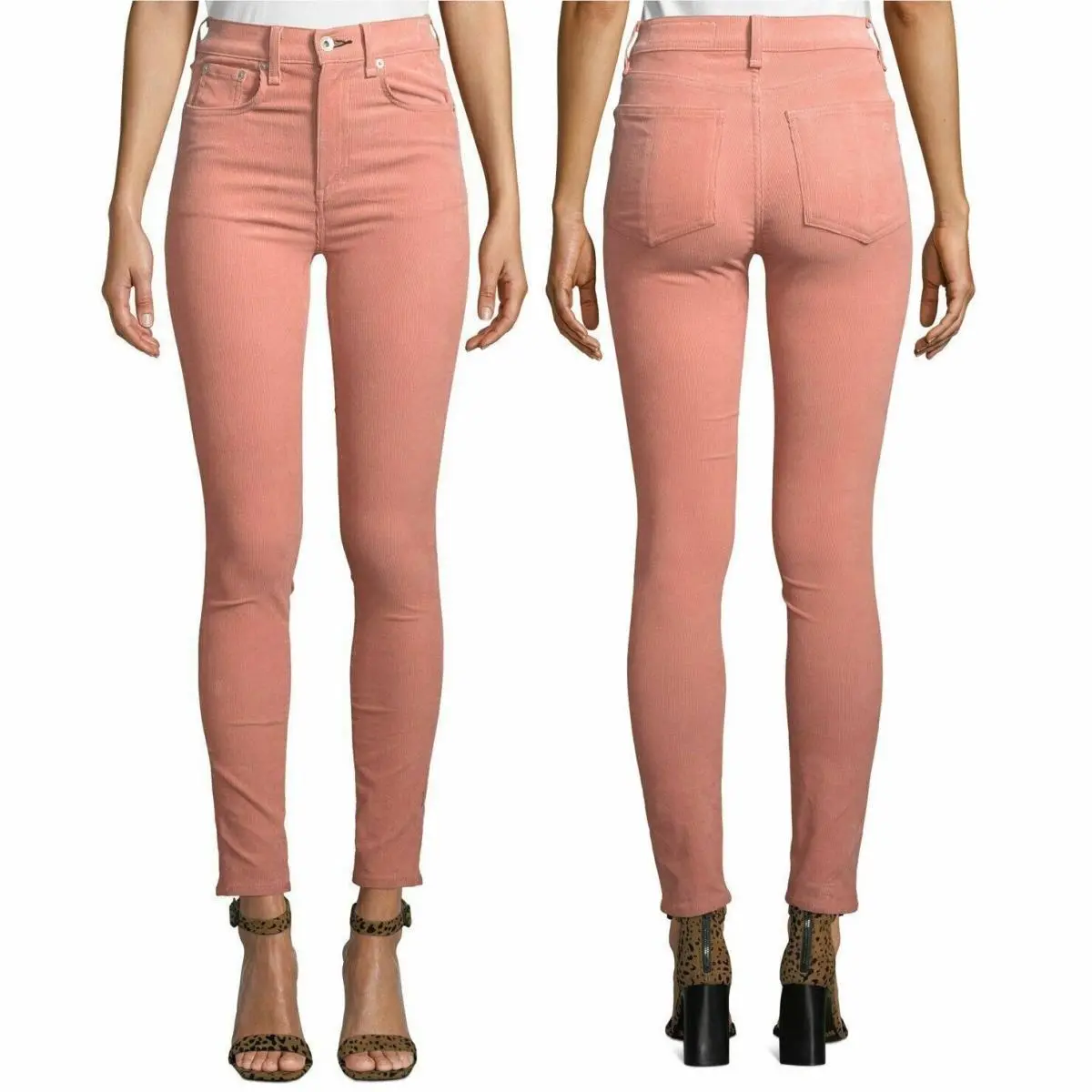 Rag Bone High Rise Skinny Corduroy Pants Jeans Size 25 Waist Cameo Pink Cords