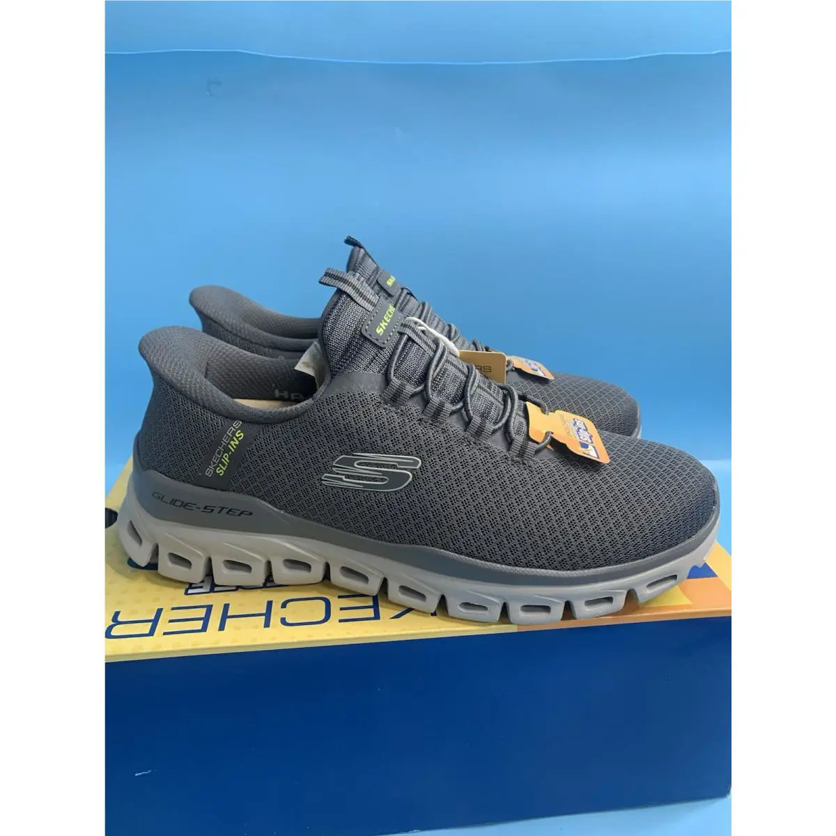 Skechers shoes - SKECHERS Glide-Step - Charcoal/Green 4