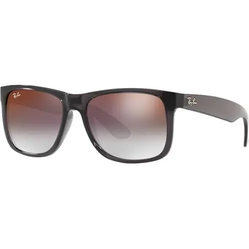 Ray-ban RB4165 Justin Rectangular Sunglasses Transparent Grey/grey Gradient - brown, Frame: Black, Lens: Gray