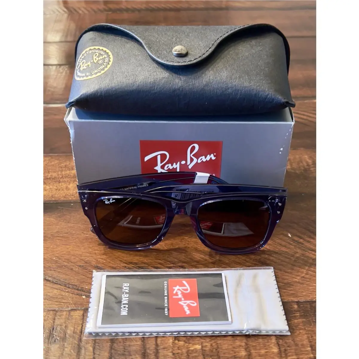 Rayban Bio-based Mega Wayfarer Blue Crystal W/brown 52mm RB0840S-F Rare Find
