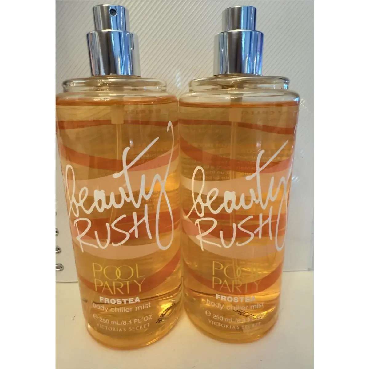 2 Victoria`s Secret Beauty Rush Frostea Body Chiller Mist Spray 8.4 OZ Each Rare