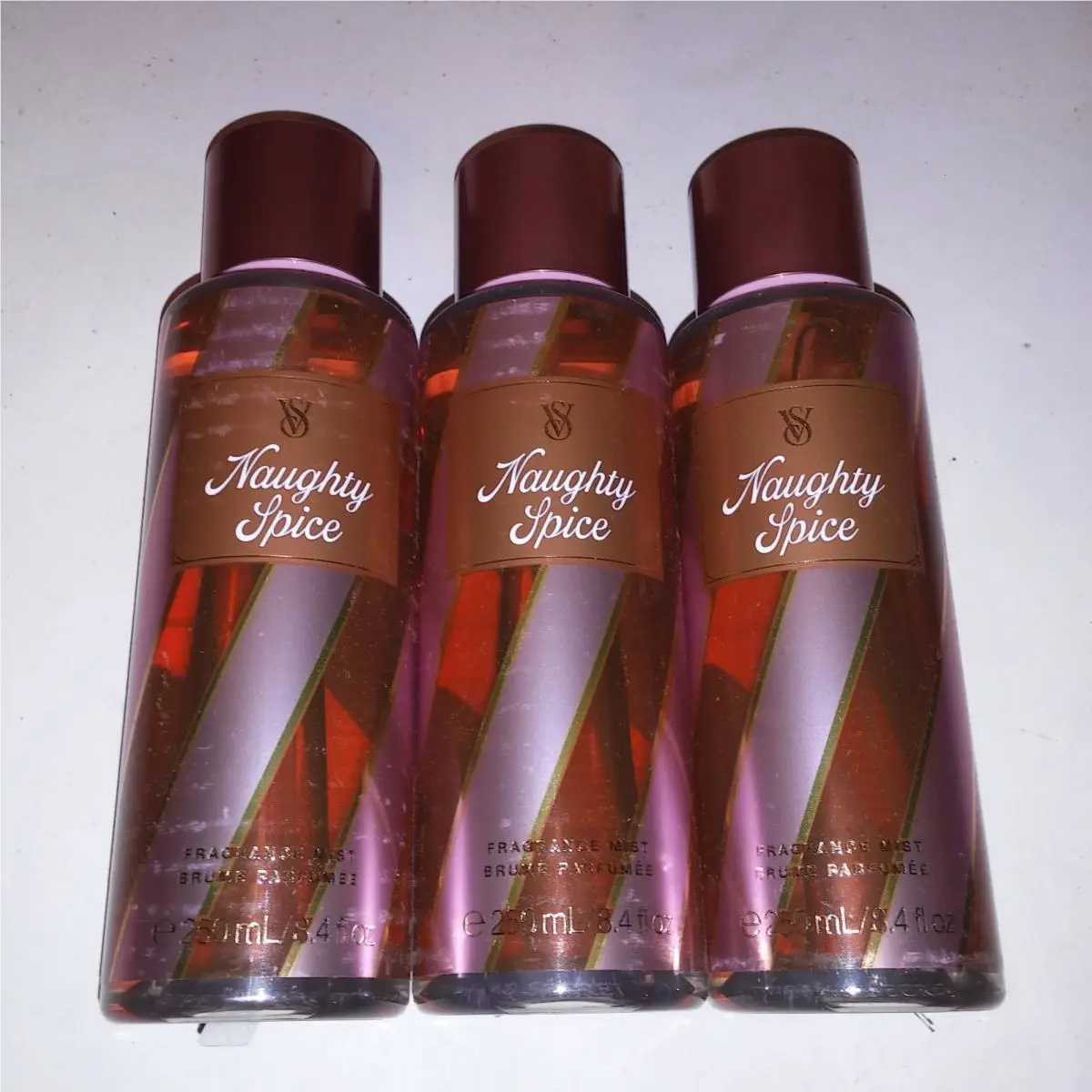 Set of 3 Victoria`s Secret Body Mist Fragrance Spray Naughty Spice Gift Set
