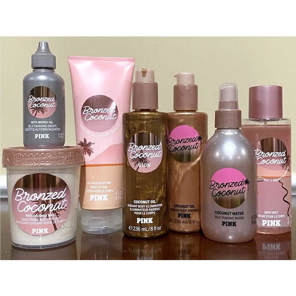Victoria`s Secret Lot OF 7 Bronzed Coconut Tanning Products/bronzers/water/drops