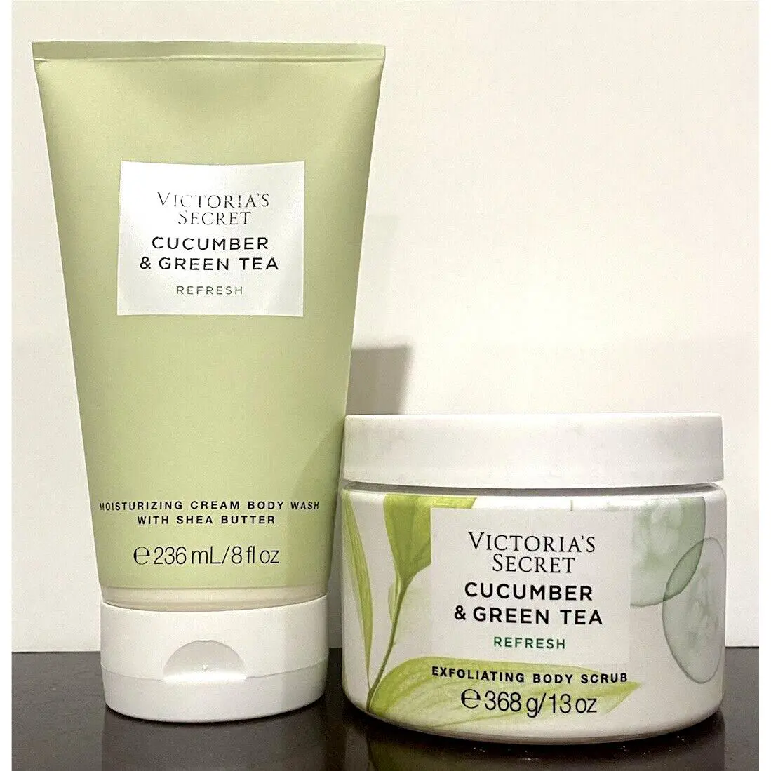 Victoria`s Secret Lot of 2 Cucumber Green Tea Body Wash Body Scrub