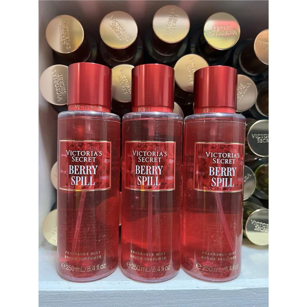 3 Pcs Set Victoria`s Secret Berry Spill Fragrance Mist Body Spray 8.4 Oz