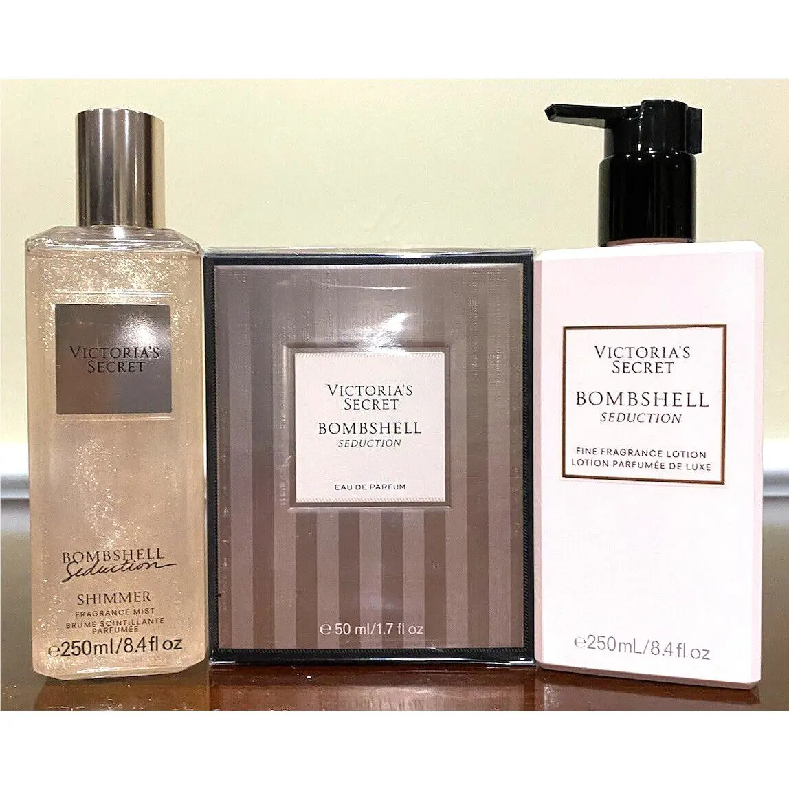 Victoria`s Secret Lot OF 3 Bombshell Seduction Shimmer Mist-perfume Bnib-lotion by Victoria's Secret