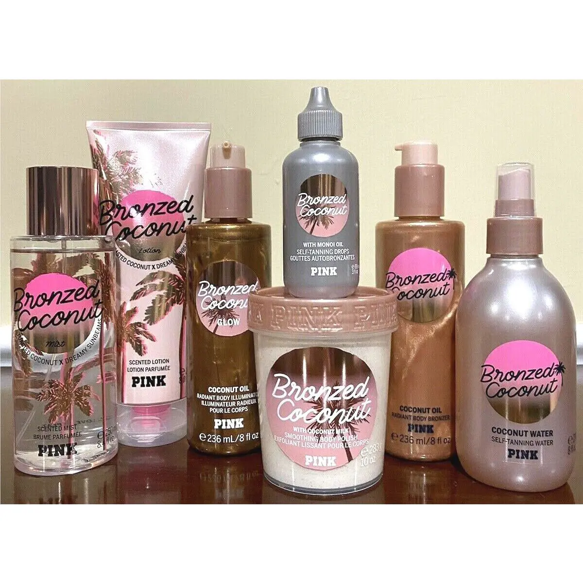 Victoria`s Secret Lot OF 7 Bronzed Coconut Tanning Water/bronzers/drops/mist Etc