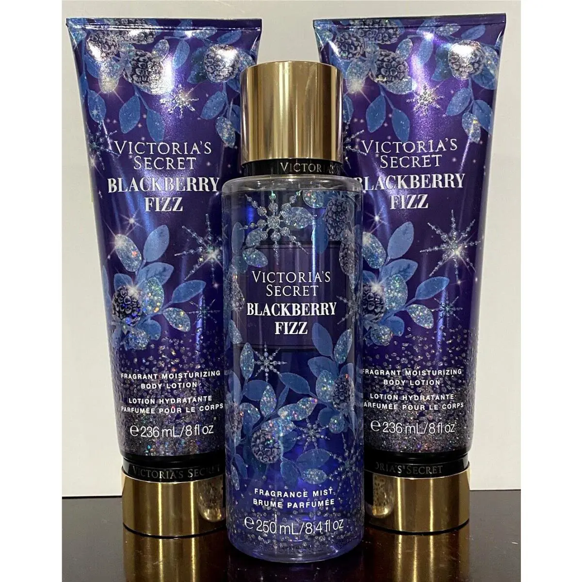 Victoria`s Secret Rare Blackberry Fizz Lot of 3 Lotions Mist Set Htf LE