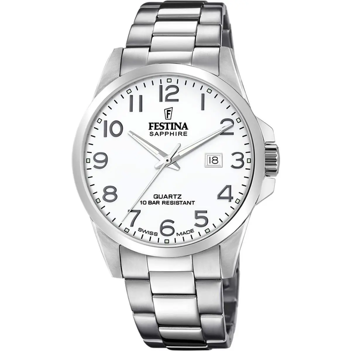 Festina Swiss Classic Stainless Steel 41mm Quartz White Dial Watch F20024-1