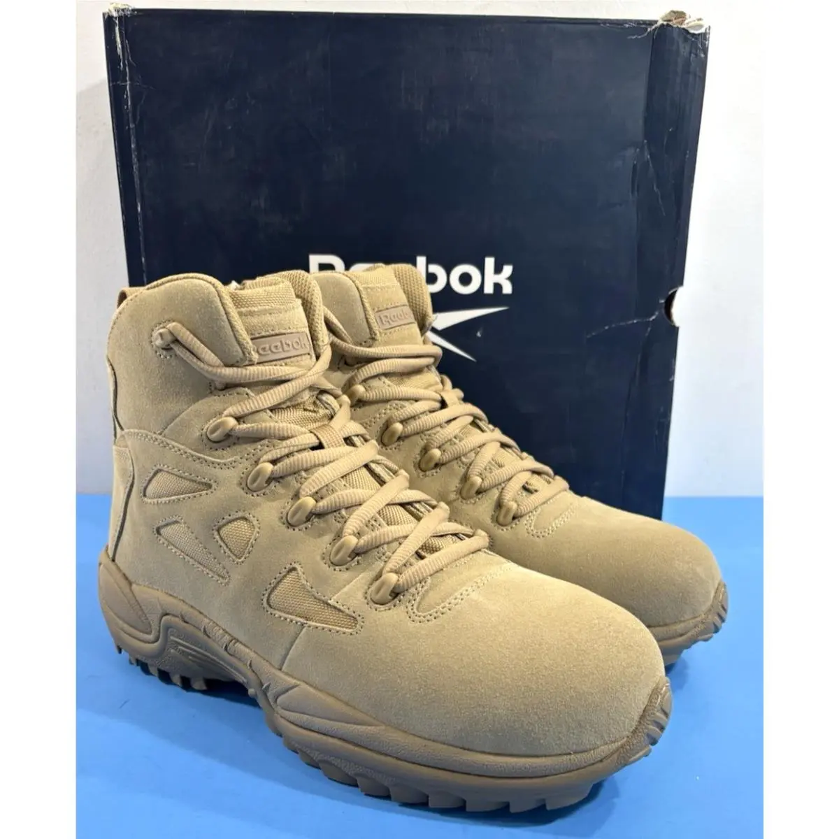 11 W Reebok Mens 6 Rapid Response Side Zip Comp Toe Boots RB8694 Desert Tan