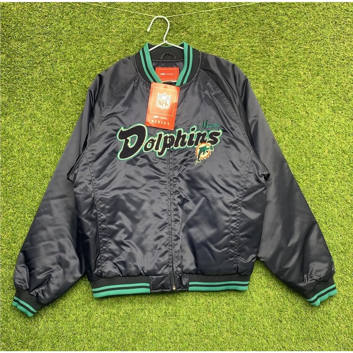 Miami Dolphins Jacket Womens XL Varsity Reebok Softshell Sportswear Full Zip