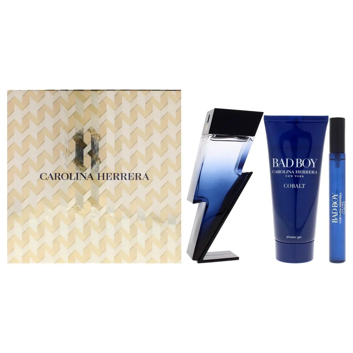 Carolina Herrera Bad Boy Cobalt Electrique For Men - 3 Pc Gift Set 3.4oz Edp