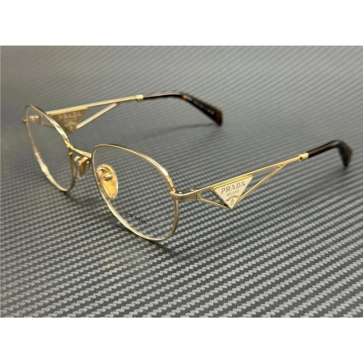Prada PRA50V ZVN101 Eyeglasses Pale Gold Frame Demo Lens 52mm