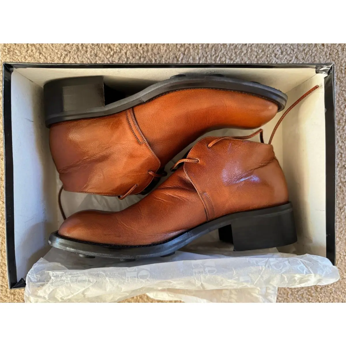 Prada Mare Uomo Scarpa Real Leather Short Men Boot Shoes Made in Italy Eu/sz 41.5