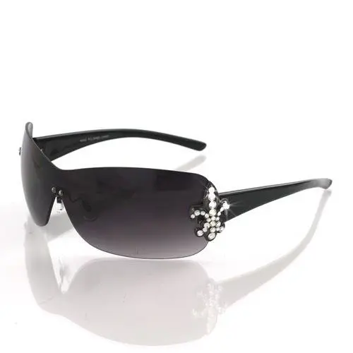Swarovski Crystal Fleur DE Lis P.carbonate 100%UV Lenses Black Frame Sunglasses