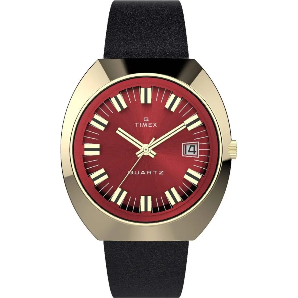 Men`s Timex Q Times Reissue Leather Strap Watch TW2V25400