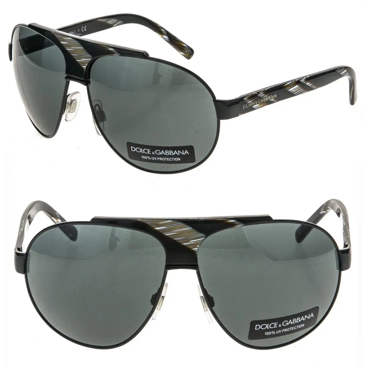 Dolce Dolce & Gabbana DG2056 Gabbana DG2056 Black Horn Aviator Unisex Sunglasses 2056