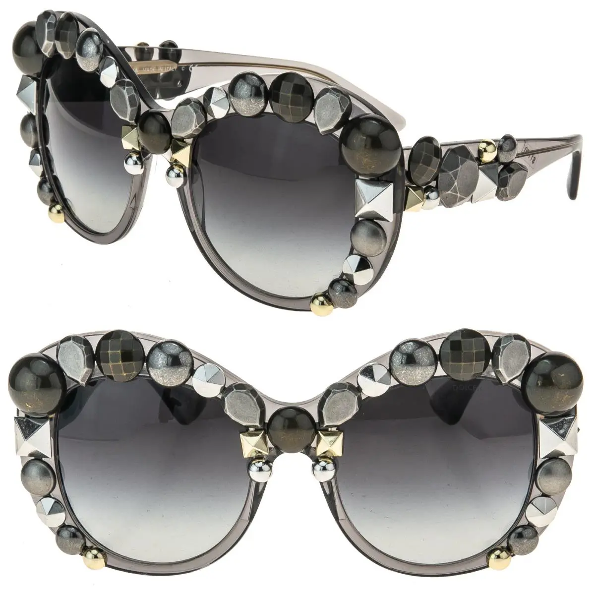 Dolce Gabbana DG4266 Metal Stud Capsule DG 4266 Grey Translucent Sunglasses