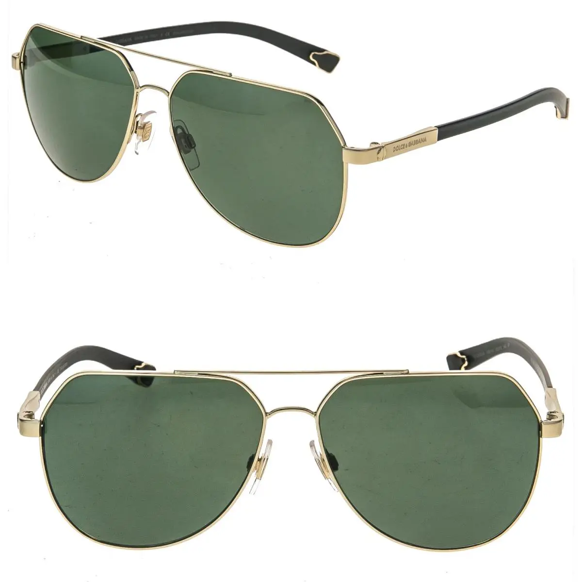 Dolce Gabbana DG2133K Basalto 2133 Black 18K Gold Plated Polarized Sunglasses