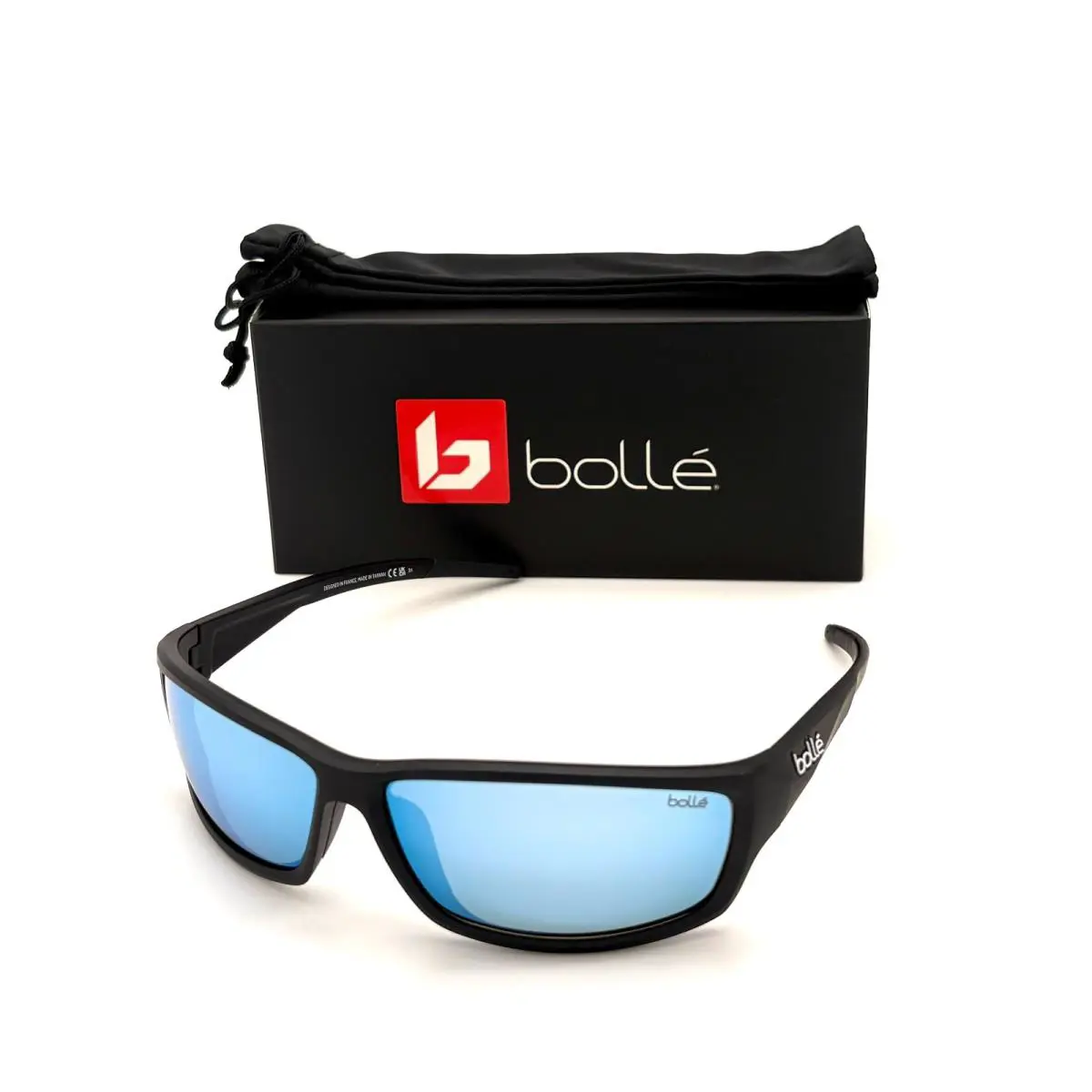 Bolle Cerber Matte Black / Gray Tns Polarized 68mm Sunglasses - Frame: Matte Black, Lens: Sky Blue Polarized