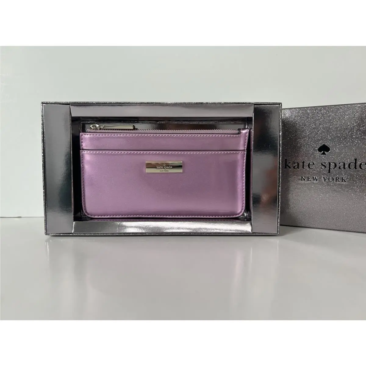 Gift Boxed Kate Spade Kenzie Patent Large Slim Cardholder Wallet Quartz Pink New