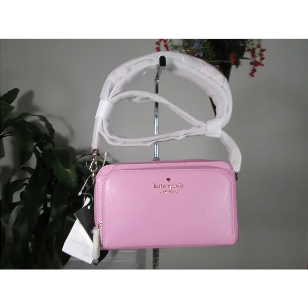 Kate Spade Leather Staci Dual Zip Around Mini Crossbody KG036 Berry Pink