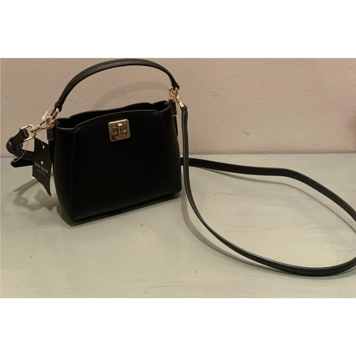 K1924 Leather Phoebe Mini Crossbody Top Handle Satchel Black by Kate Spade