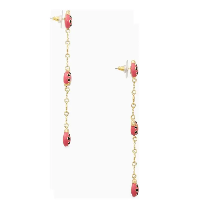 Kate Spade Earrings Ladybug Linear Earring Pink Dangle New Nature Jewelry Gift