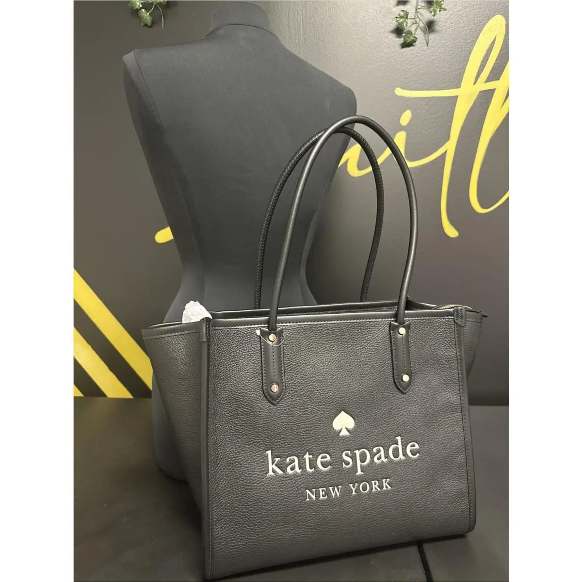 Ella K4688 Peddled Leather Tote Bag Black by Kate Spade