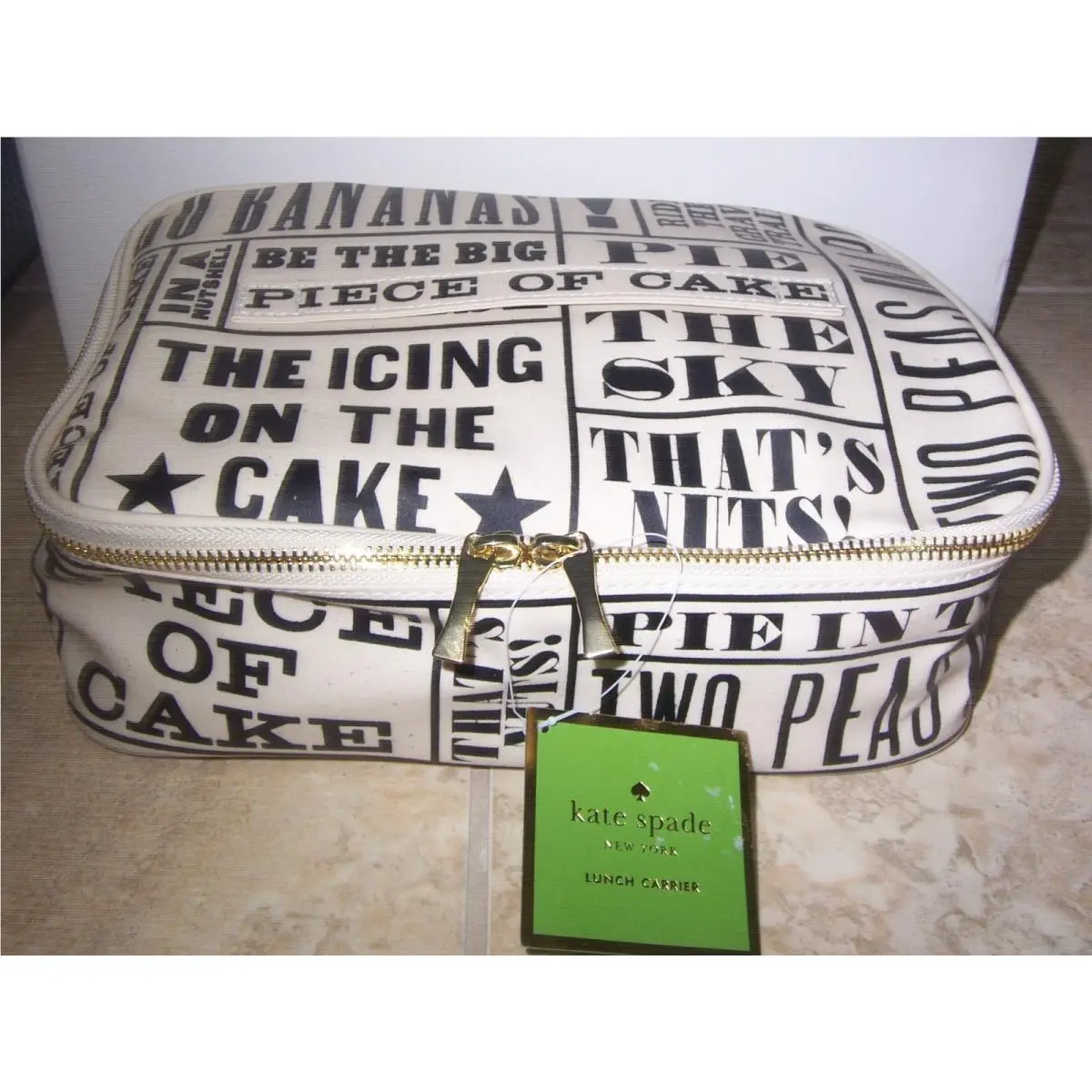 w Tag Kate Spade Go Bananas Insulated Lunch Box Zip Carrier Tote 10 x8 x3