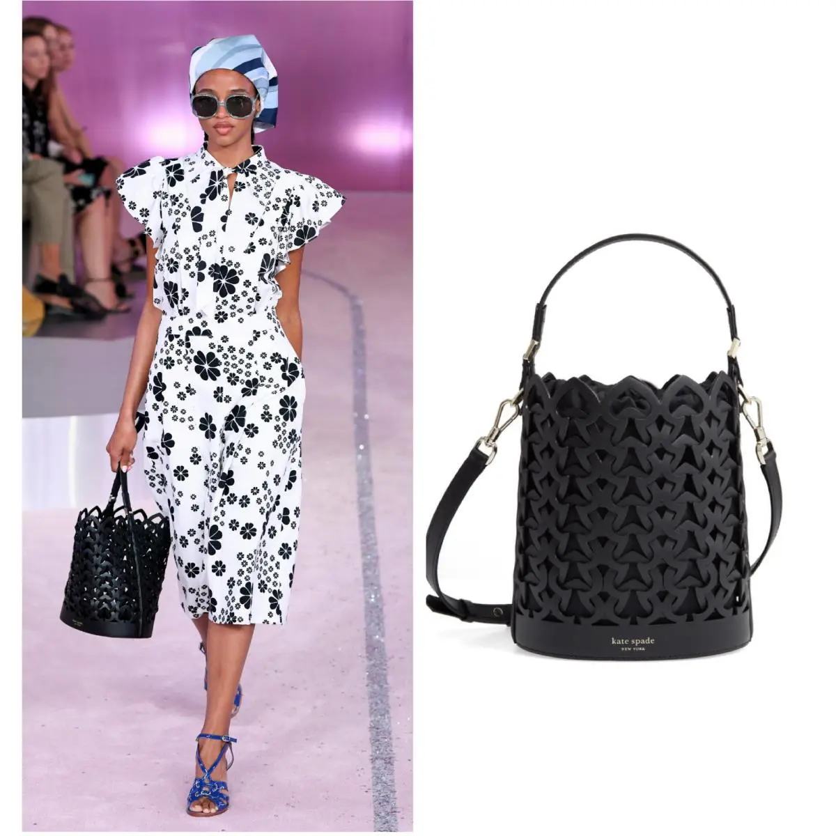 Kate Spade Runway Small Bucket Satchel Black Leather