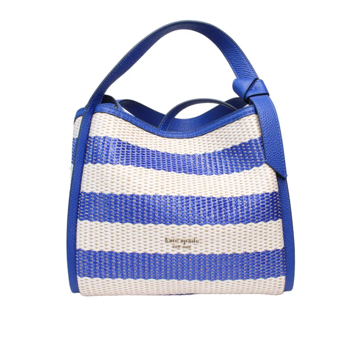 Kate Spade Knott Striped Woven Fabric Crossbody Tote Classic Blue - RT