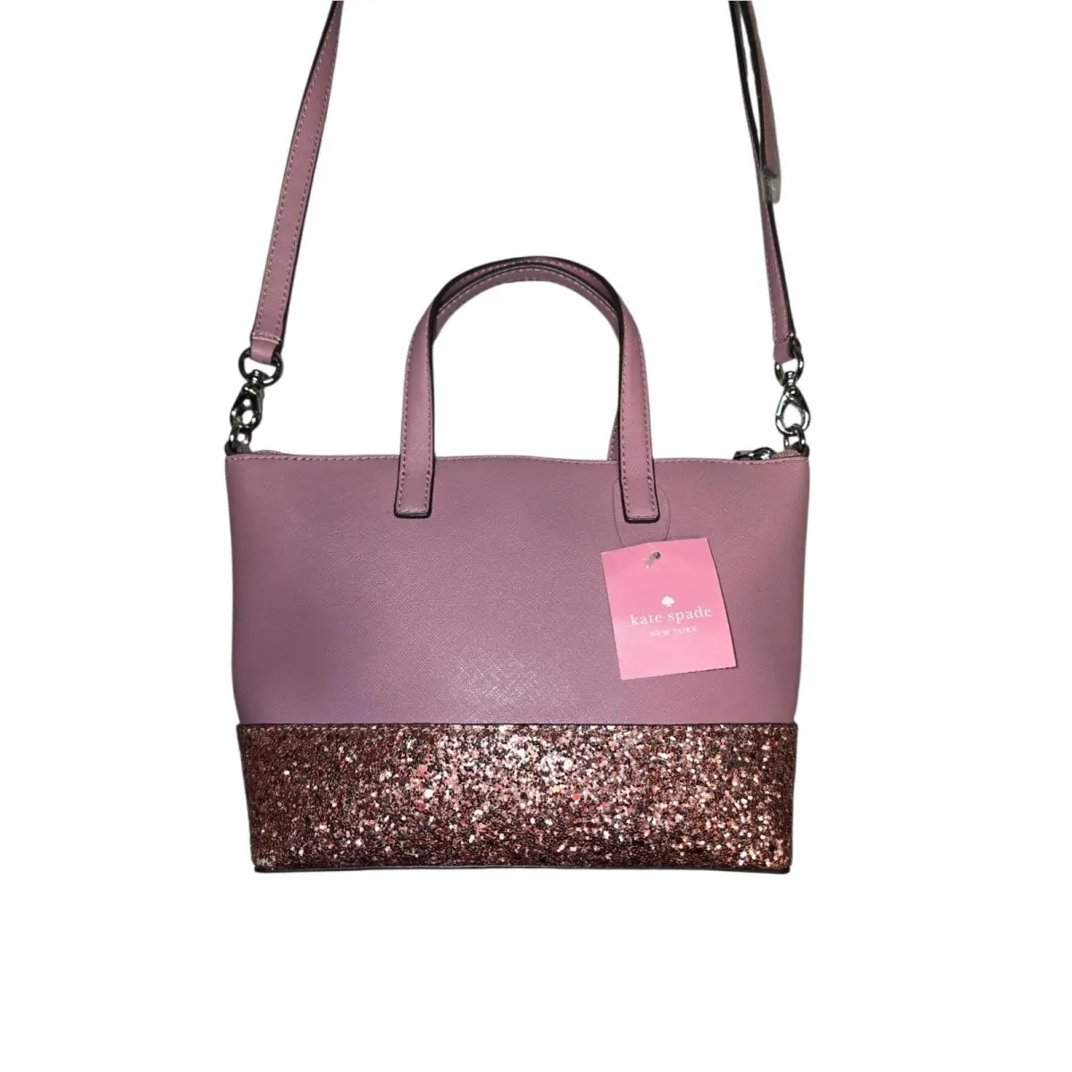 Kate Spade Greta Court Ina Glitter Satchel Crossbody Dusty Peony Pink